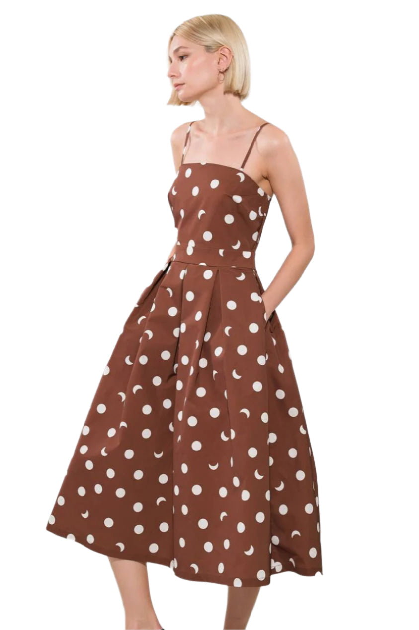 Brown and White Polka Dot Dress Side View