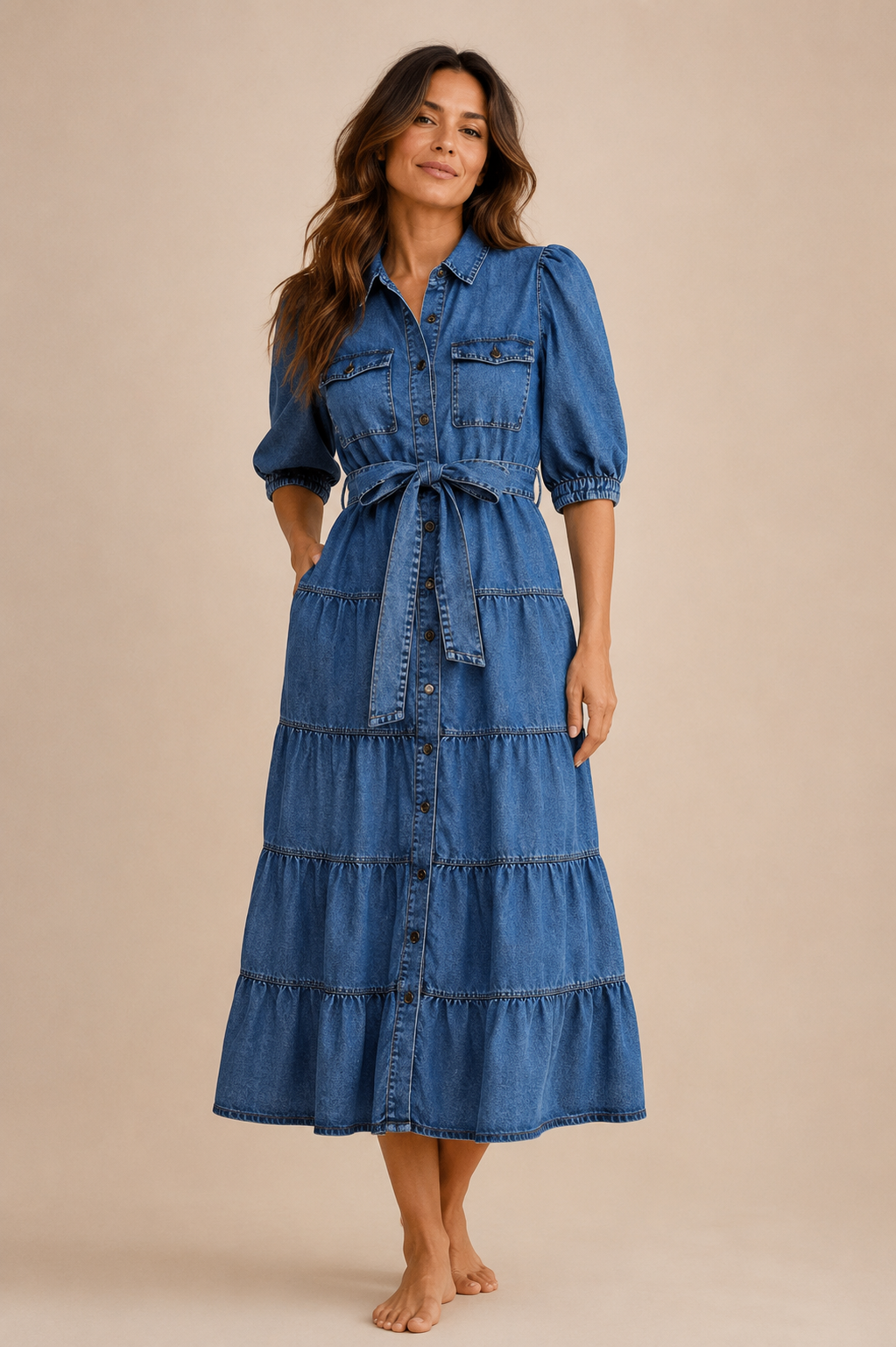 Denim Tiered Shirt Dress // FINAL SALE
