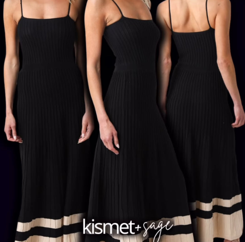 Carry Me Away - Black and Khaki Sweater Knit Maxi Dress by Olivaceous S Carry Me Away - Black and Khaki Sweater Knit Maxi Dress by Olivaceous S