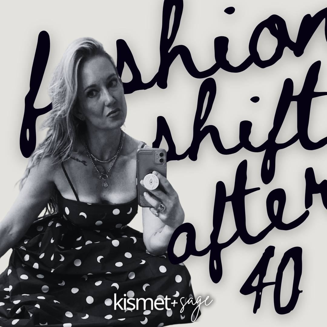 photo of kismet + sage owner Lindsay Shobe writing on The Fashion Shift over 40