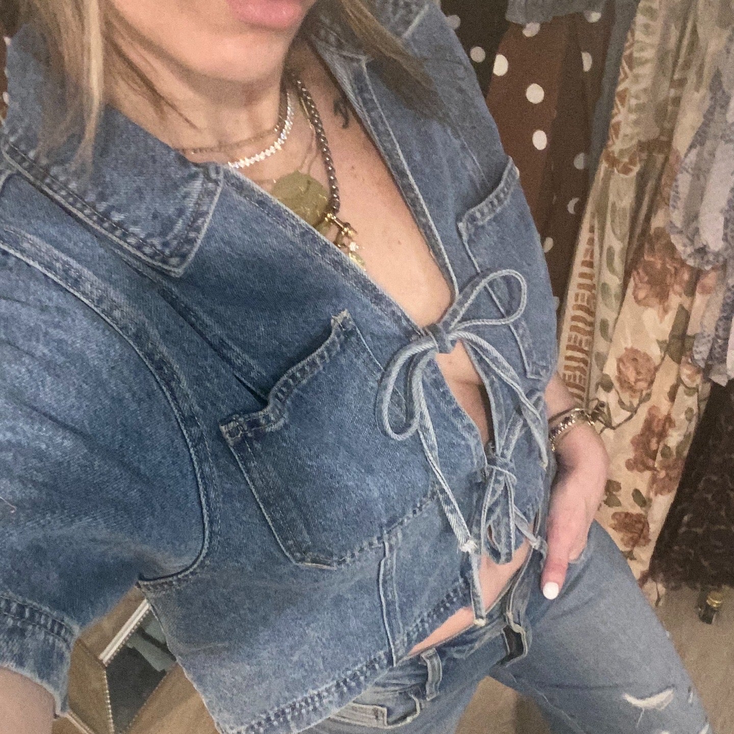 Denim Tie-Front Top