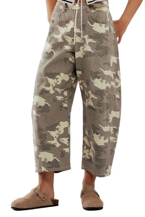 The Stand-Out Camo Barrel Leg Cropped Jean
