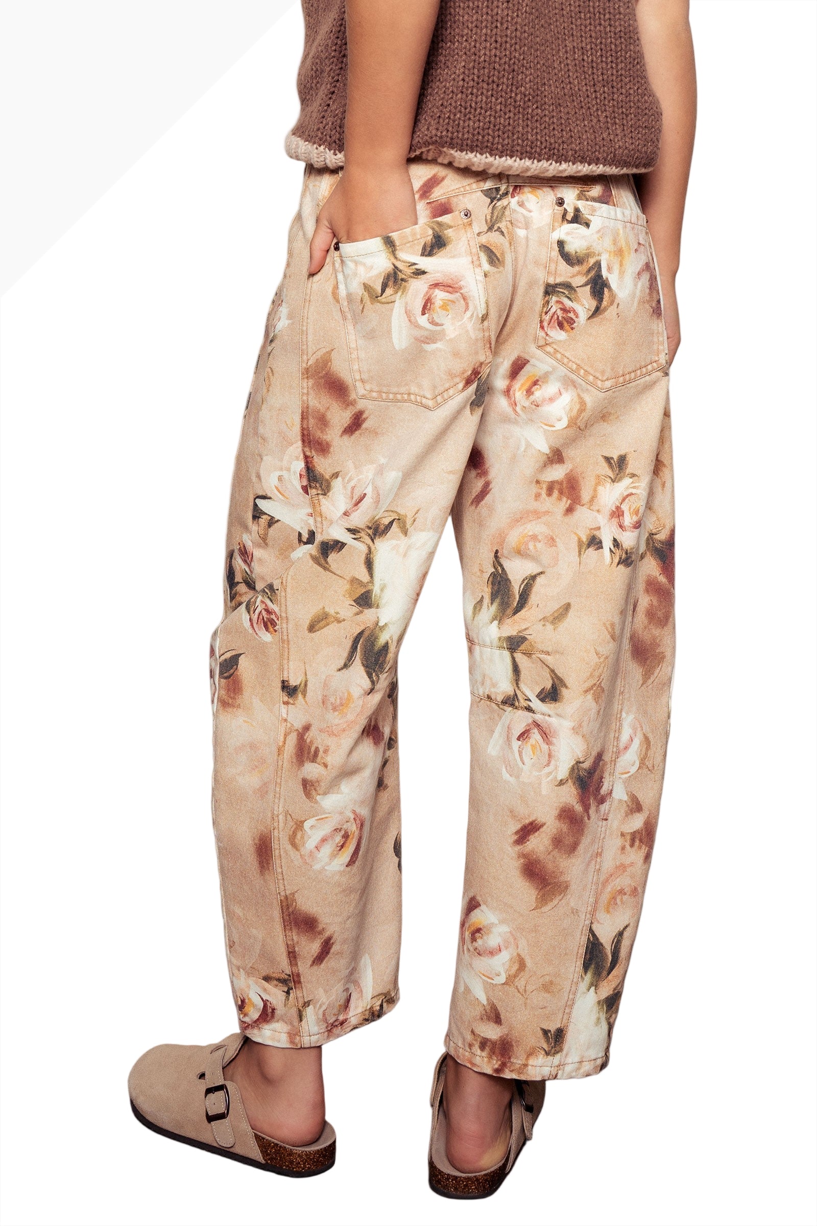 Dusty Rose Mid-to-Low-Rise Barrel Pant