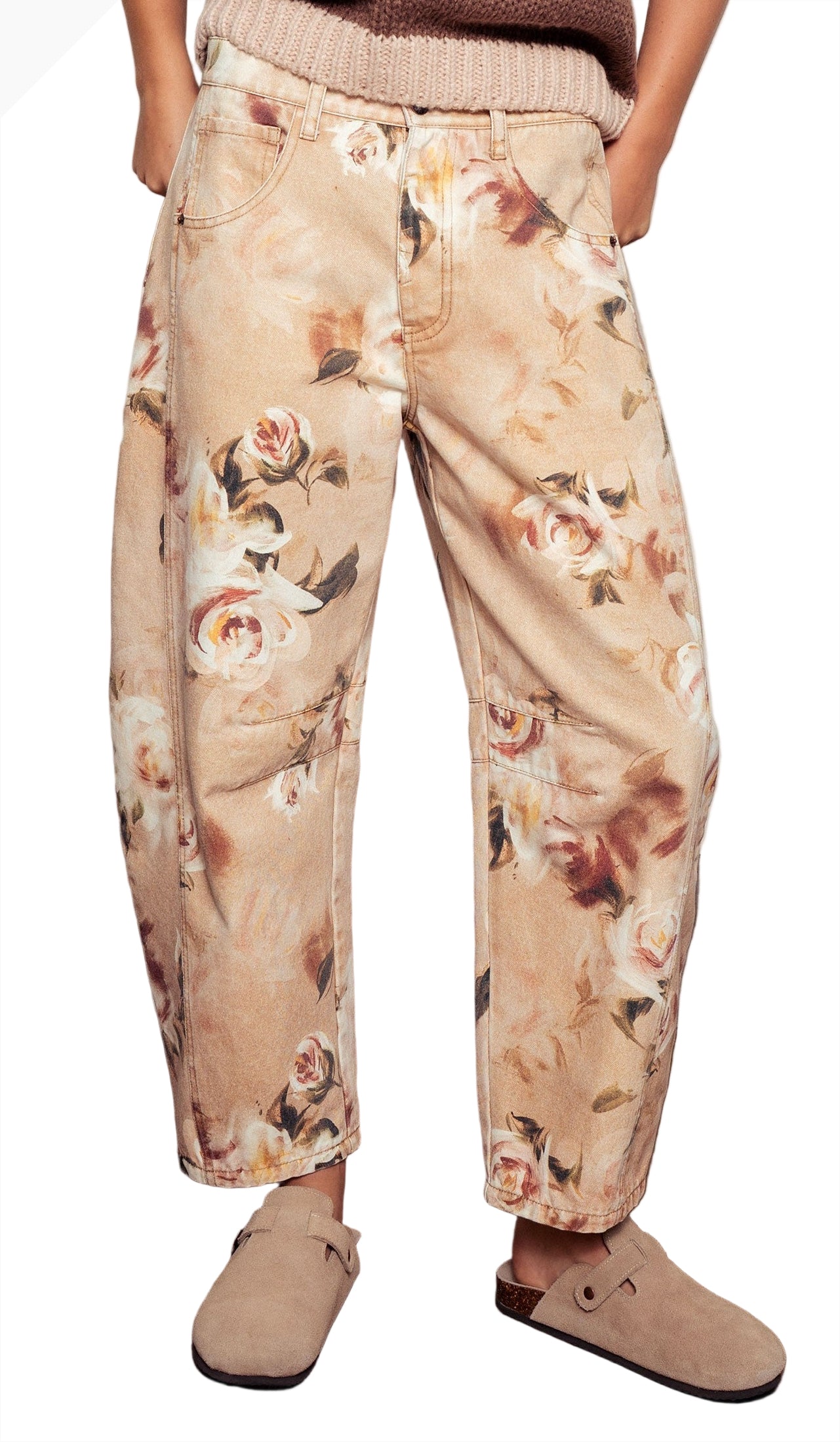 Dusty Rose Mid-to-Low-Rise Barrel Pant