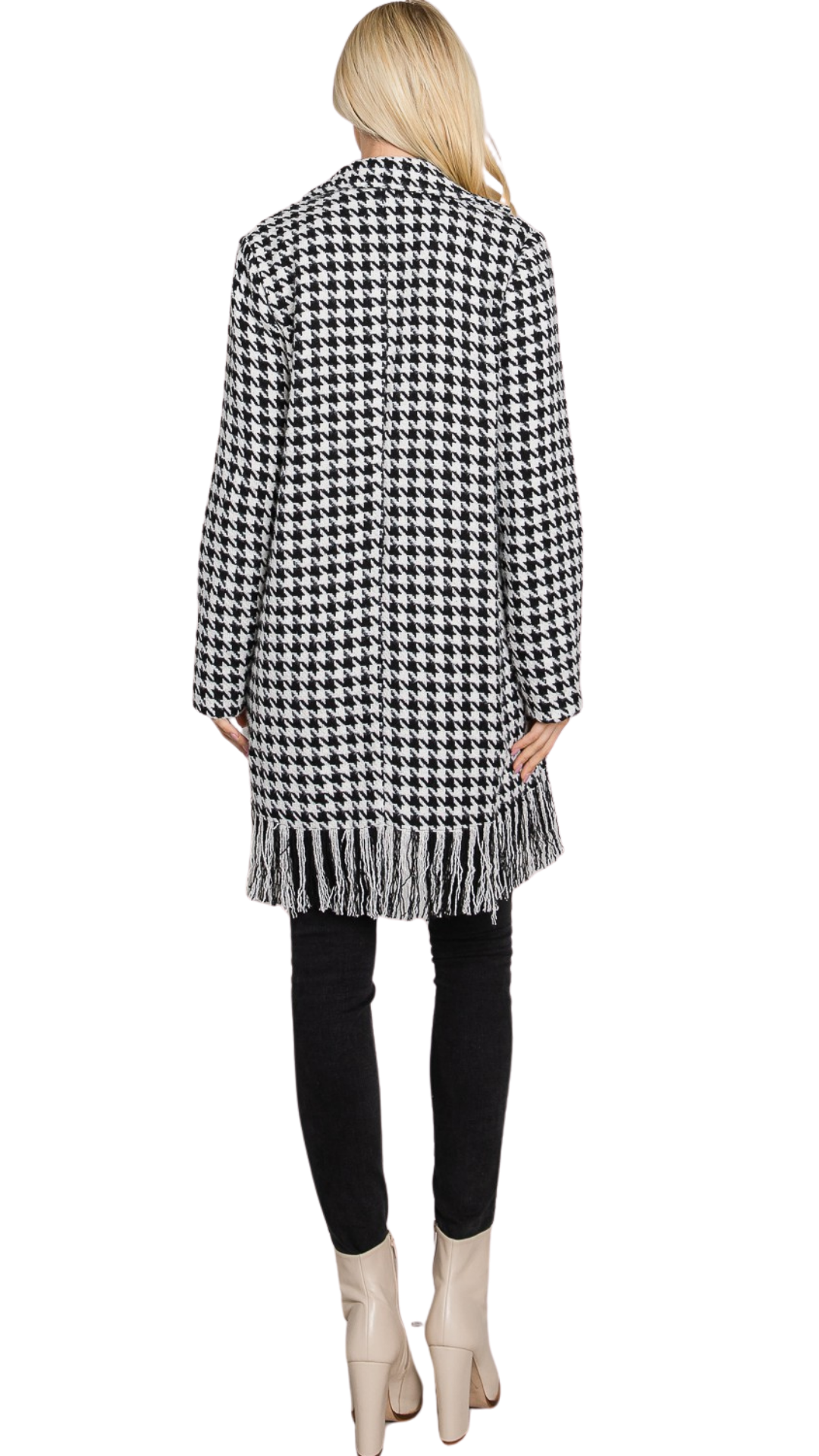 Gemma Houndstooth Fringe Hem Jacket - kismet + sage