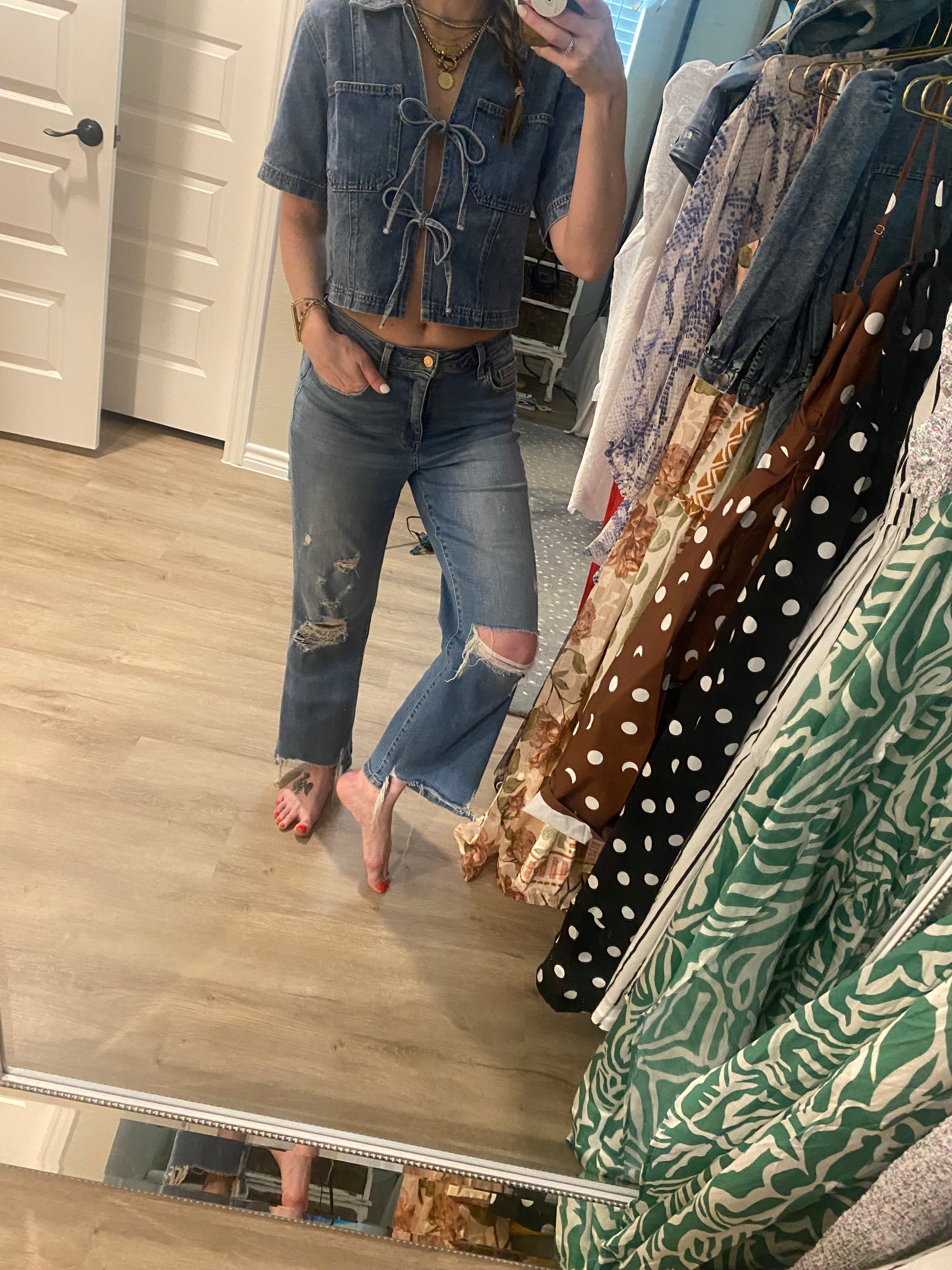 Denim Tie-Front Top