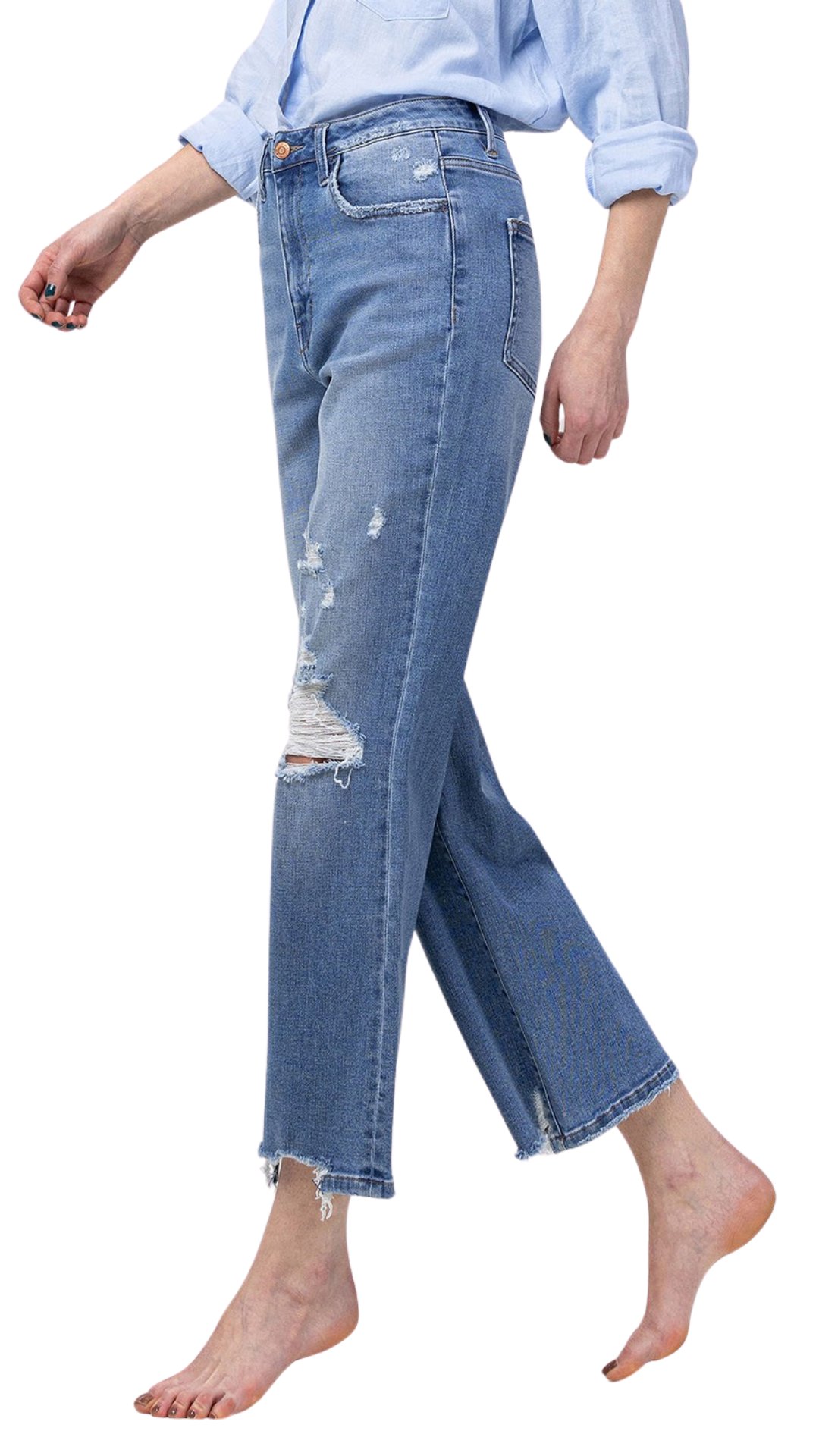 Mixed Signals Distressed Denim Cropped Jeans
