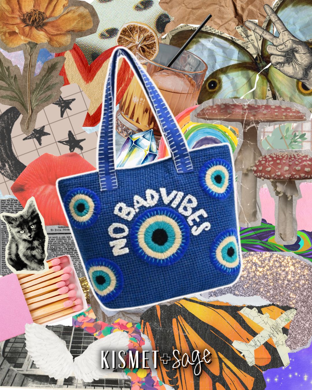 No Bad Vibes Evil Eye Tote
