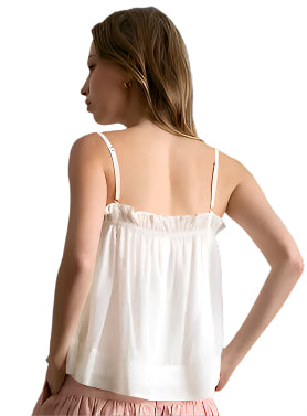 The Ella Spaghetti Strap Gathered Neckline Top Back View