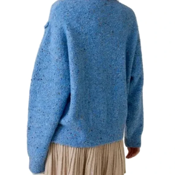 Blue Fleck Relaxed Knit Crewneck Sweater