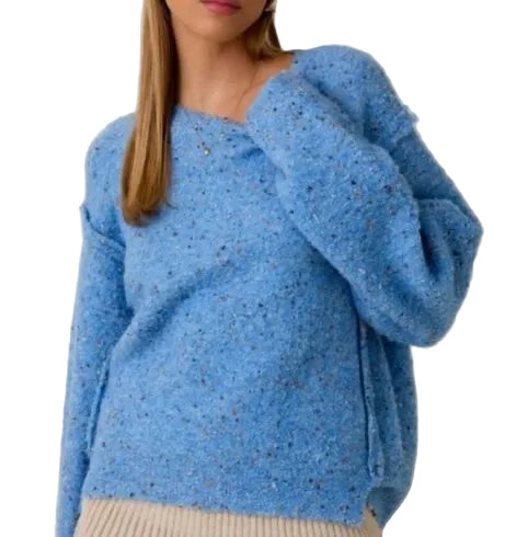 Blue Fleck Relaxed Knit Crewneck Sweater