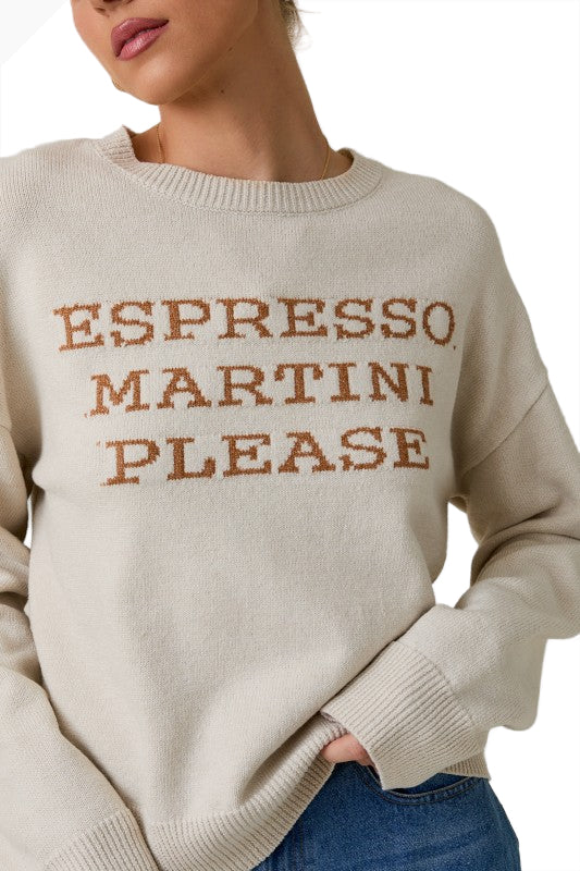 Espresso Martini Please Sweater – Cozy Knit in Cream & Caramel