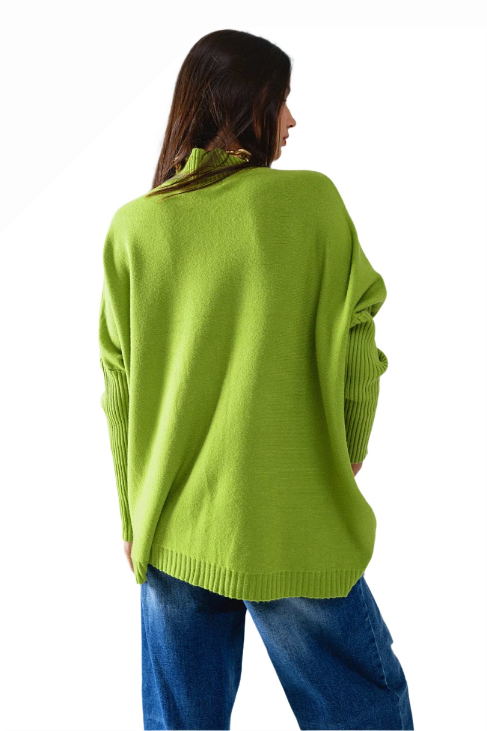 The Gigi - Oversized Cozy Green Sweater with Ribbed Sleeves