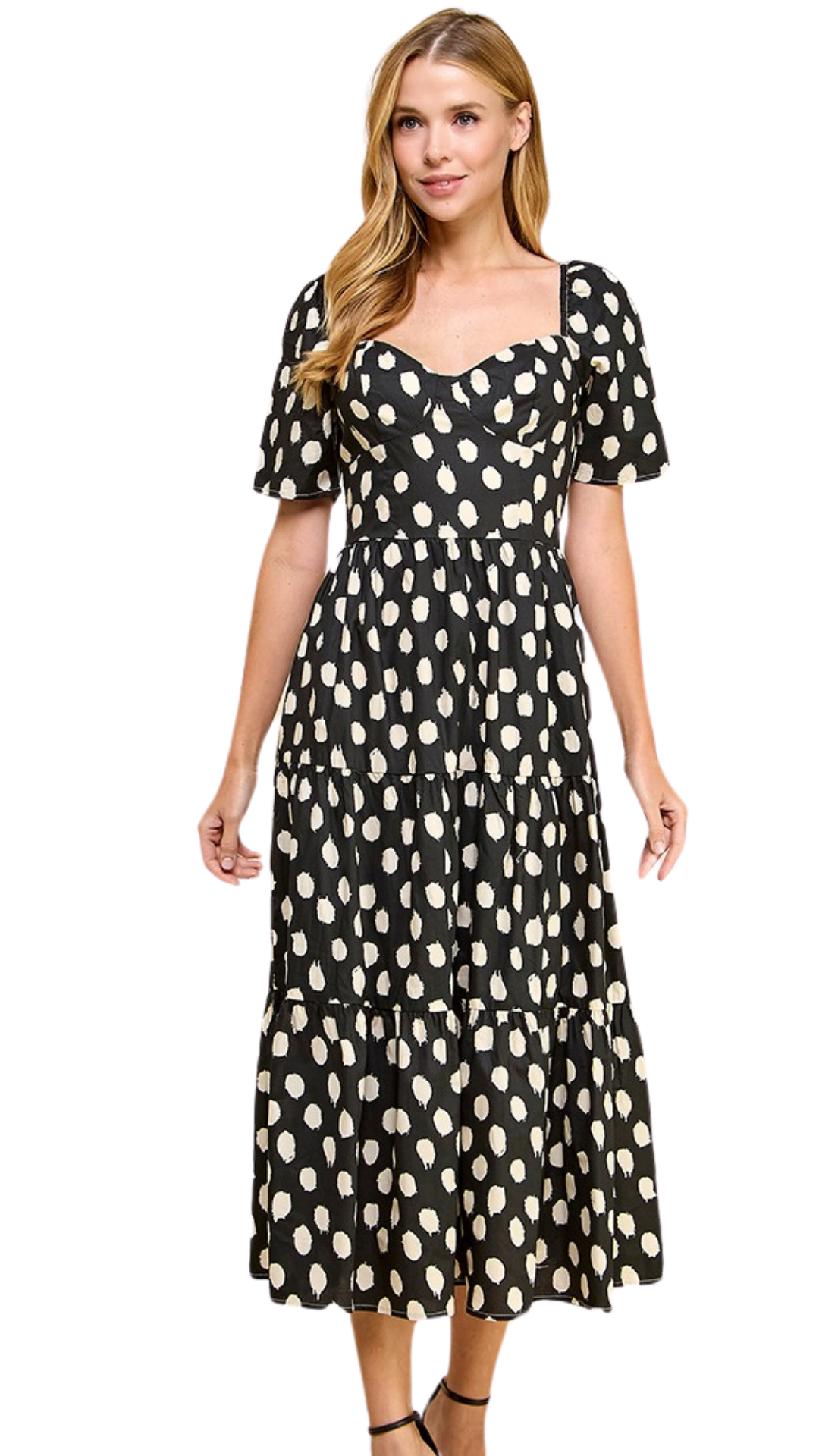 The Way it Is Polka-Dot Sweetheart Neck Dress