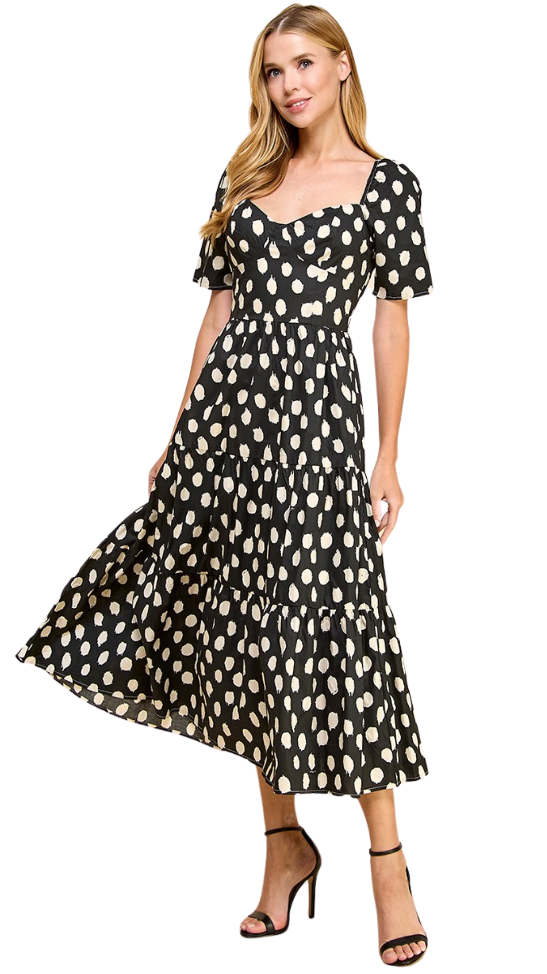 The Way it Is Polka-Dot Sweetheart Neck Dress