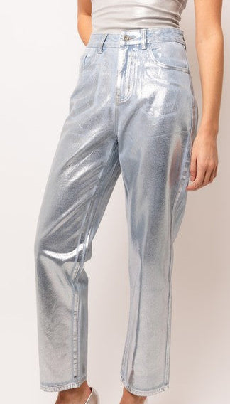 Silver Foil Denim Jeans