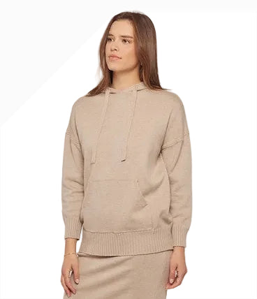 Cream Knit Hooded Sweater